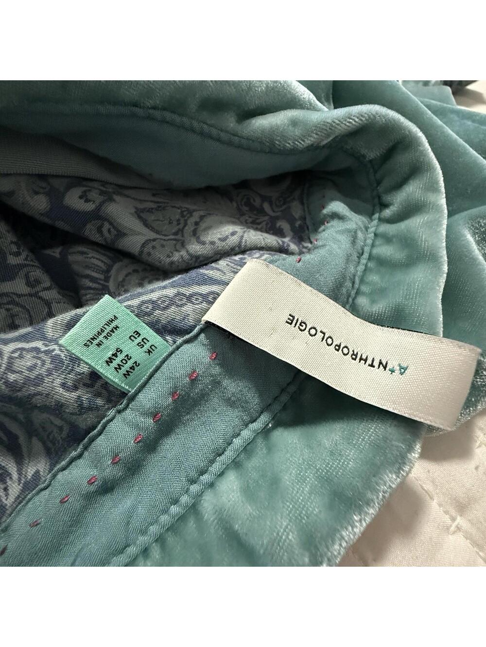 Anthropologie Pilcro Mara Relaxed Velvet Button Down Shirt Top Teal Blue Sz 20W - Picture 11 of 15